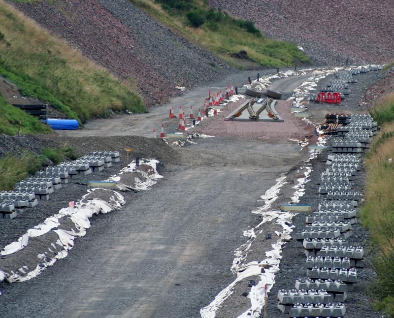 Tynehead S&C.JPG: First installation of S&C pointwork at Tynehead 14th Aug 2014. Photo of Tynehead S&C.JPG