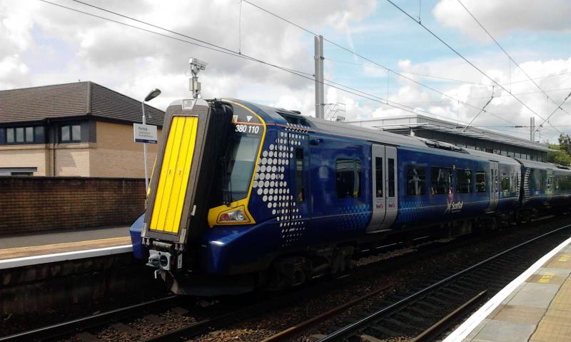 North Side interloper: 380110 at Partick in August 2014 during the Commonwealth Games Photo of North Side interloper