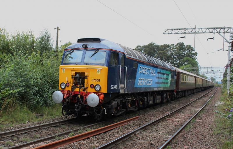 northern belle: 57308 on the rear of 1z77 glasgow central bridge of orchy passing bowling Photo of northern belle