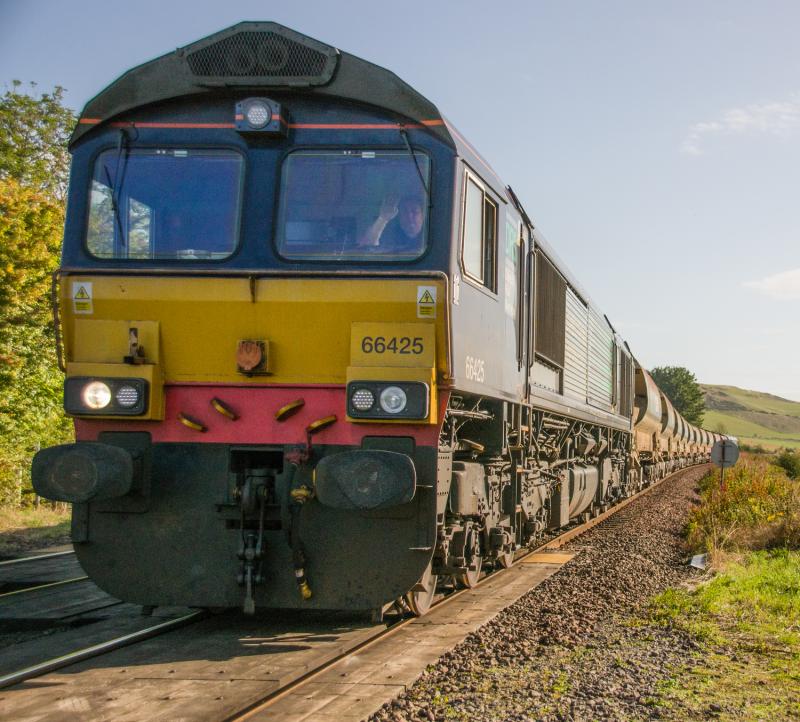 66425: 66425 heads south at Forgandenny 66423 is on the rear.01/09/14 Photo of 66425