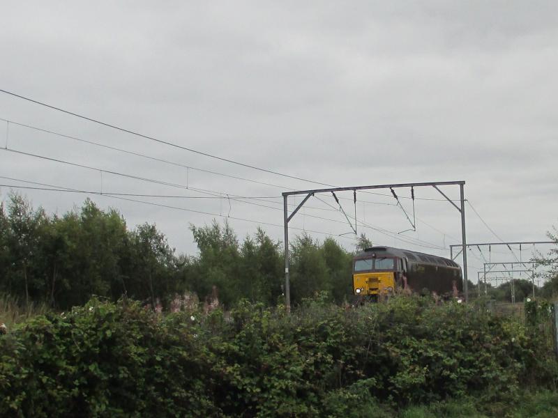 Class 57 Dumbarton East on 2 Sept 2014: WCRC Class 57 approaching Dumbarton East on 2 Sept 2014 bound for Fort William Photo of Class 57 Dumbarton East on 2 Sept 2014