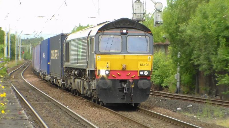 66422 on 4M82: DRS 66422 heads through Coatbridge Central with the 4M82 Coatbridge - Daventry Photo of 66422 on 4M82
