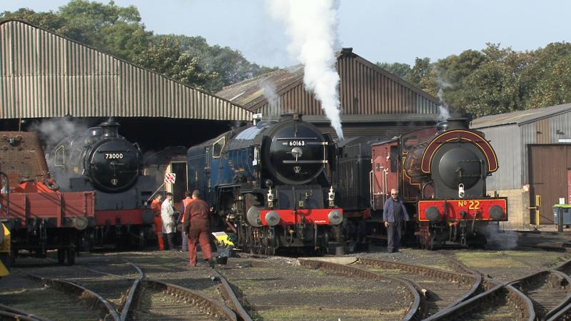 on shed nene valley rly peterborough: view of shed with 73050 as 73000 , tornado 60163 no 20 Photo of on shed nene valley rly peterborough