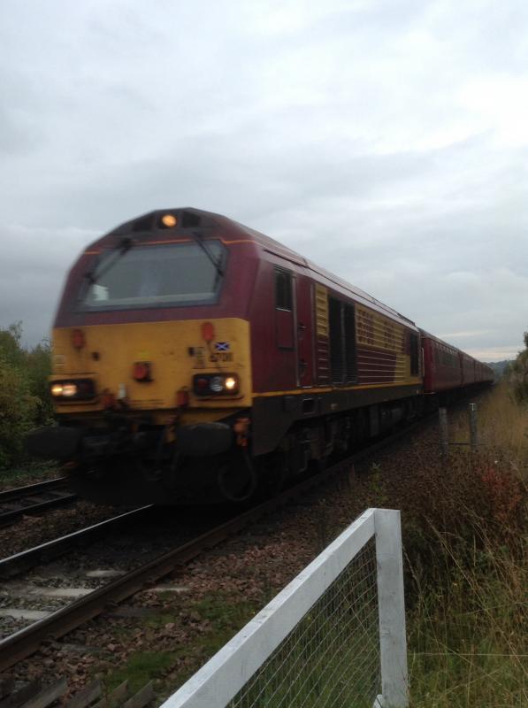 Class 67: Class 67 67011 leads 67007 through Stirling heading for Gleneagles Photo of Class 67