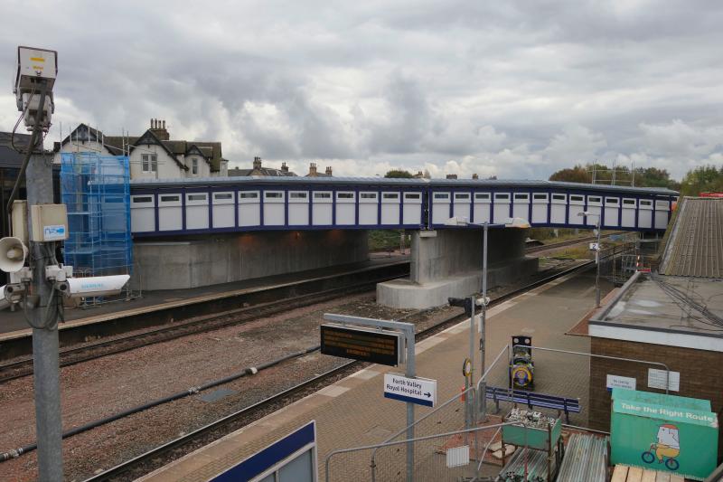 Larbert's new station footbridge.: Larbert's new station footbridge. Photo of Larbert's new station footbridge.