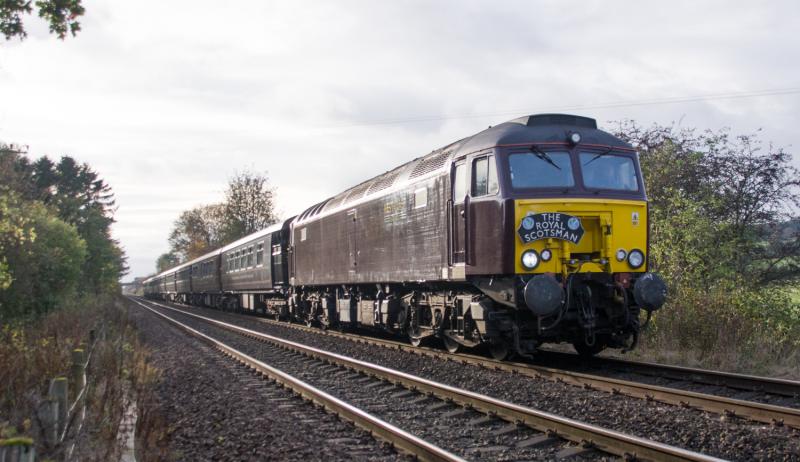 57313: 57313 on Royal Scotsman duty at Forgandenny. 20/10/14 Photo of 57313