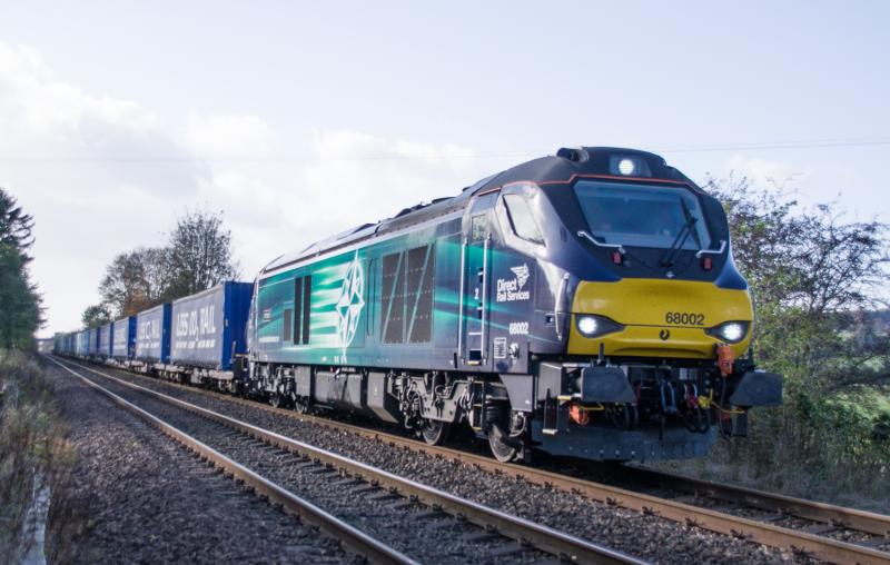 68002: 68002 heads towards Aberdeen at Forgandenny. 21/10/14. Photo of 68002