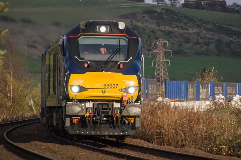 68007: 68007 with a lady driver at Forgandenny. 24/10/14 Photo of 68007