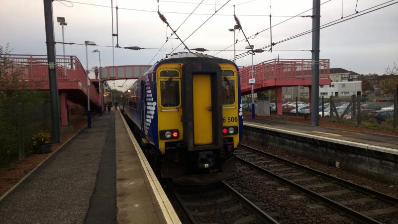 156 506 at Whifflet: 156 506 pauses at Whifflet after forming the 0746 from Glasgow Central. Photo of 156 506 at Whifflet