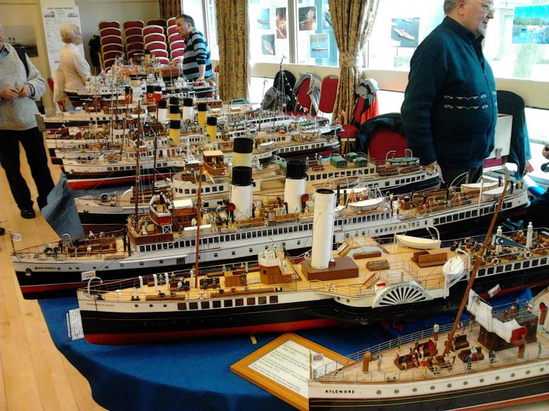 Clyde steamer models: A fine array at a display at Giffnock in 2013. Photo of Clyde steamer models