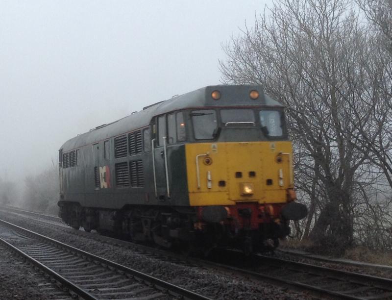 Class 31: Class 31 31601 through Stirling in the fog at 12.13 on 29/12/14 Photo of Class 31
