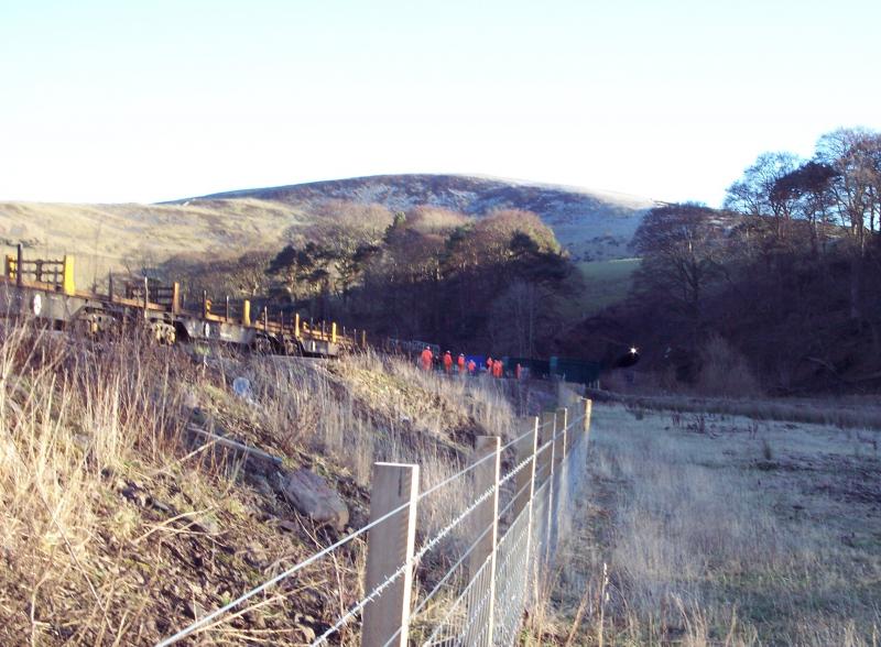 Photo of Tracking laying train approaches Bowshank Tunnel