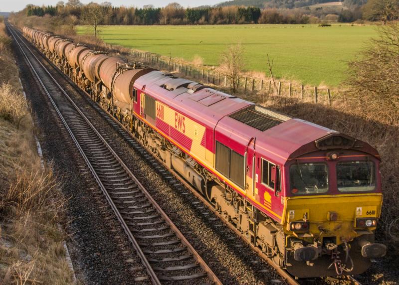 66111: 66111 on 6A32 at Forgandenny. 24/01/15 Photo of 66111