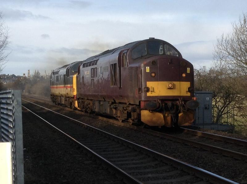 Class 37: Class 37 37516 and 37518 through Stirling on 02/02/15 Photo of Class 37