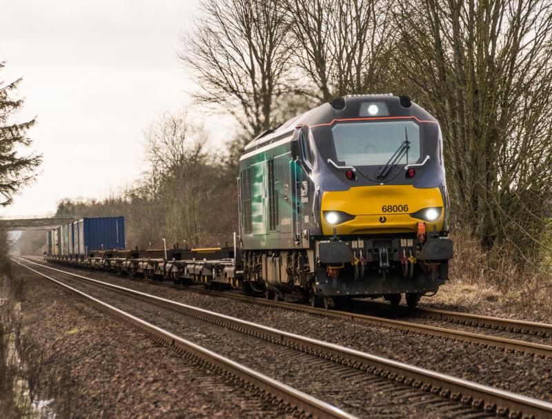68006: 68006 on a late running 4A13 at Forgandenny. 02/02/15 Photo of 68006