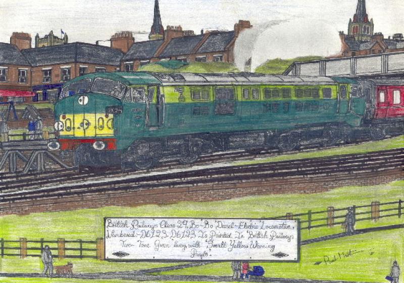 D6123: Drawing of British Railways Class 29, number D6123. Photo of D6123