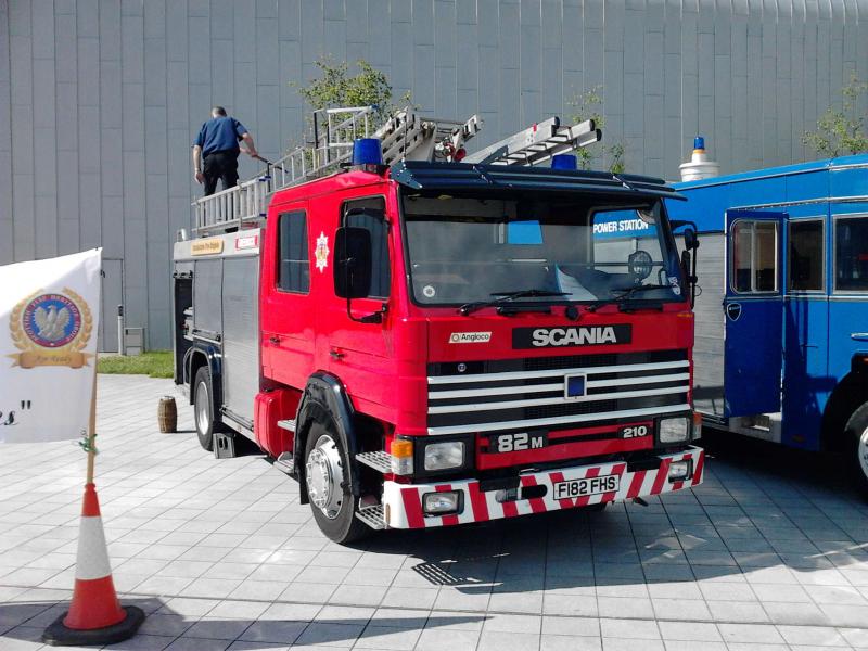 Scania Fire Tender: At a Vintage Vehicle Day at the Riverside Museum in June 2014. Photo of Scania Fire Tender