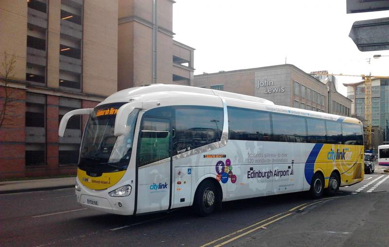 By bus to Edinburgh Airport: West coast Motors operate this service from Buchanan Bus Station. This is one of the dedicated Scania Irizar coaches used. Photo of By bus to Edinburgh Airport