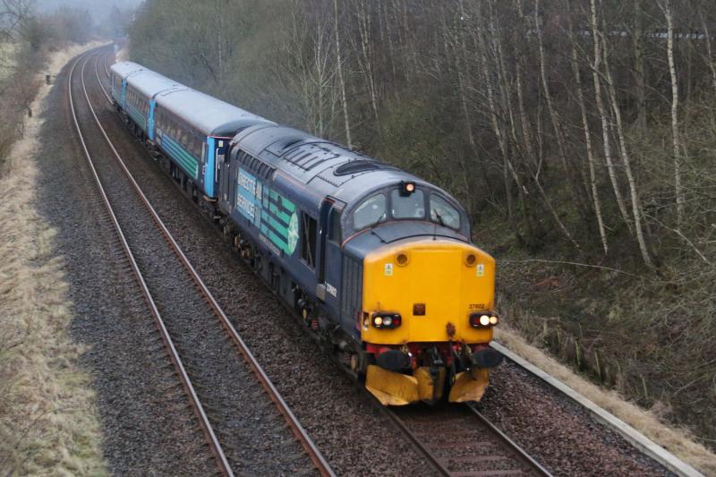 37602 - 5Z37 Mossend Down Yard - Inverness F.D.: Dull & overcast Luncarty Photo of 37602 - 5Z37 Mossend Down Yard - Inverness F.D.