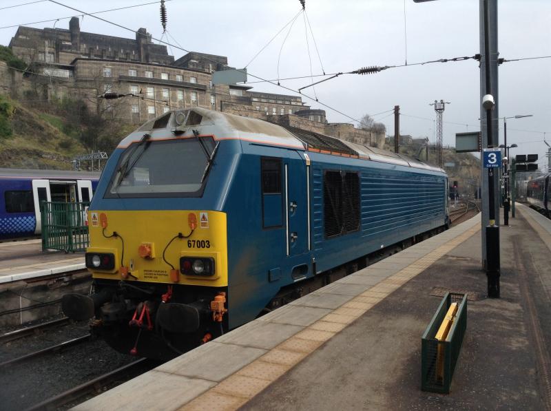 Class 67: Class 67 67003 at Edinburgh Waverley on Friday 13/02/15 Photo of Class 67