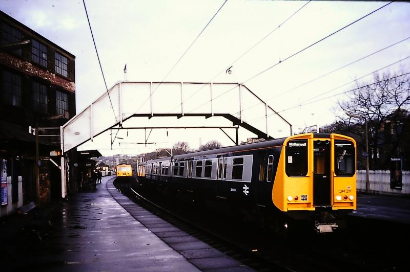 314211: At Partick Hill, 24 November 1979. There was a very short period between class 314 entering service and Partick Hill station closing - so a rare view Photo of 314211