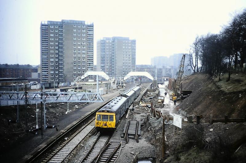 311107: At Dalmuir, 21 February 1979. New bay platform under construction. Photo of 311107