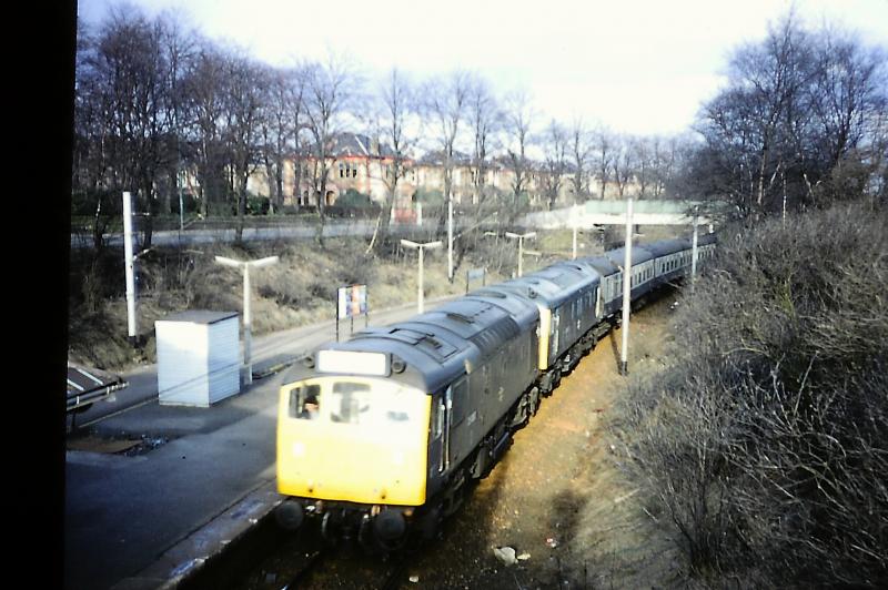25076 + 25083: Empty stock from Bellahouston for King's Park to Aberdeen footex, 31 March 1979, passing Maxwell Park Photo of 25076 + 25083