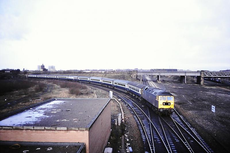 Class 47 at Whifflet: Unidentified locomotive on diverted Glasgow to London express, 4 March 1979 Photo of Class 47 at Whifflet
