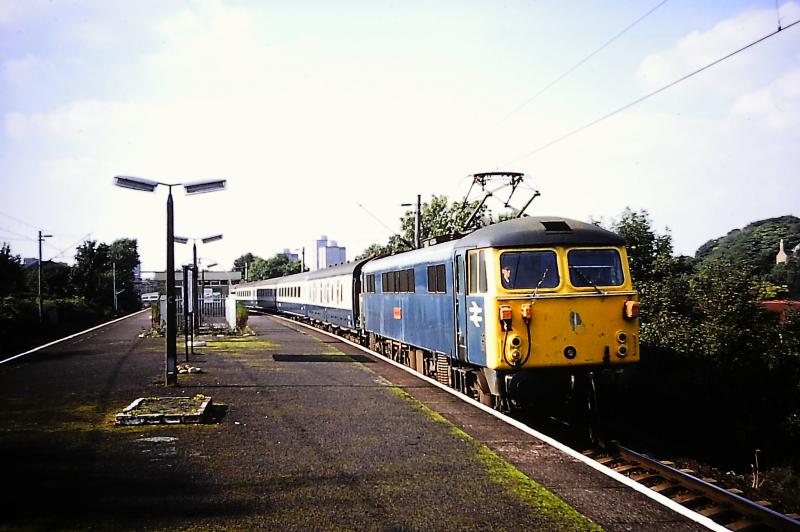 Class 87 at Langside: Glasgow to London express diverted via Cathcart Circle, 29 September 1979 Photo of Class 87 at Langside