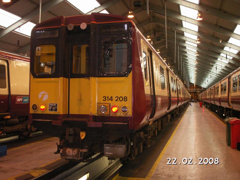 Shields Depot: Class 314 Unit 208
In Sheilds Depot for a Quick Mot. This unit is also pictured at Balloch Cent Photo of Shields Depot
