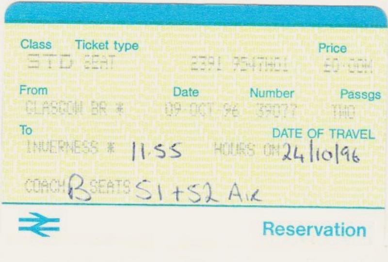What Is The Oldest Ticket You've Still Got? : Old school seat reservations. This one from 1996. Photo of What Is The Oldest Ticket You've Still Got?