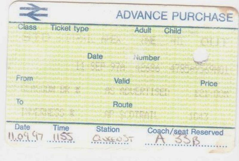 What Is The Oldest Ticket You've Still Got? : Advanced Purchase ticket thing. This one from September 1997. Photo of What Is The Oldest Ticket You've Still Got?