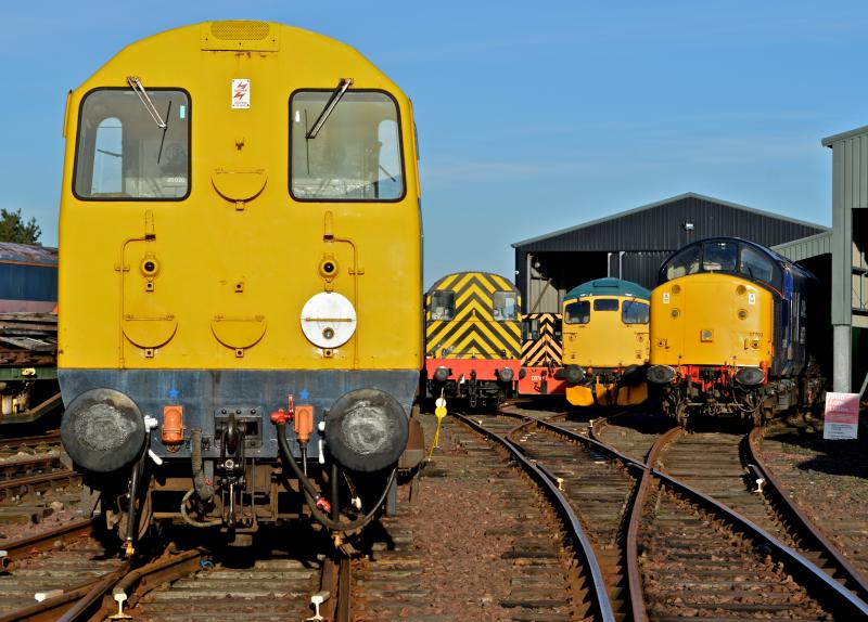 Bo'ness diesel selection: A selection of Locos sit in the spring sunshine at Bo'ness diesel shed on 21st March 2015.
Locos are 20020 , 08443 , NBL D2767 , 26024 , 37703. Photo of Bo'ness diesel selection