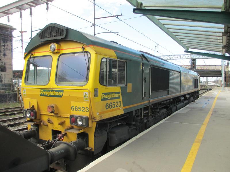 FL #66523 Carlisle 26.3.15: FL Class 66 #66523 with HXAs on Fiddlers Ferry - Hunterston at Carlisle 26.3.15 Photo of FL #66523 Carlisle 26.3.15