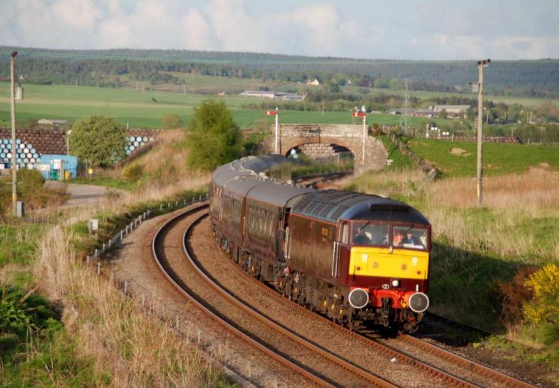 Journey`s end: 47804 arrives at Keith with 1H79, The Royal Scotsman on 21/05/2008. Photo of Journey`s end