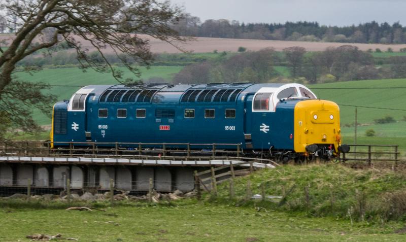 55003 Meld: 55003 passes Forteviot on its way to Inverness. 27/04/15 Photo of 55003 Meld