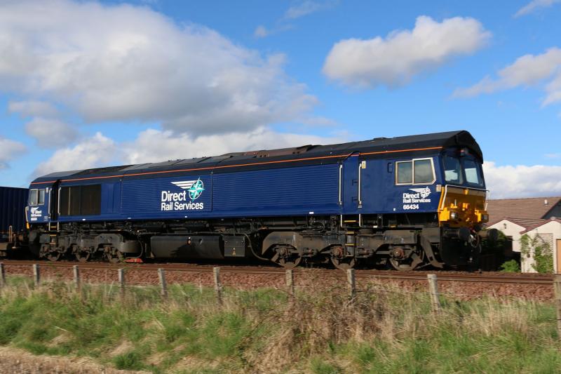 66434_4D47 - Inverness to Mossend: Passing luncarty on a late running intermodal Photo of 66434_4D47 - Inverness to Mossend