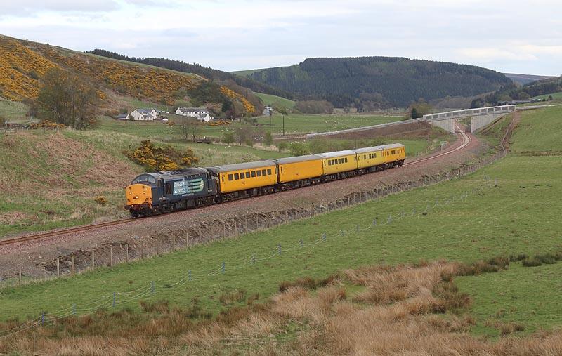 37604 at Heriot: 37604 on the Borders Railway, passing Hangingshaw near Heriot on the evening of 13th May 2015 Photo of 37604 at Heriot