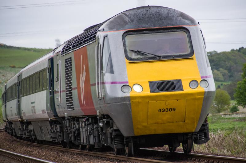 43309: 43309 heads todays up Highland Chieftain at Forgandenny. Photo of 43309