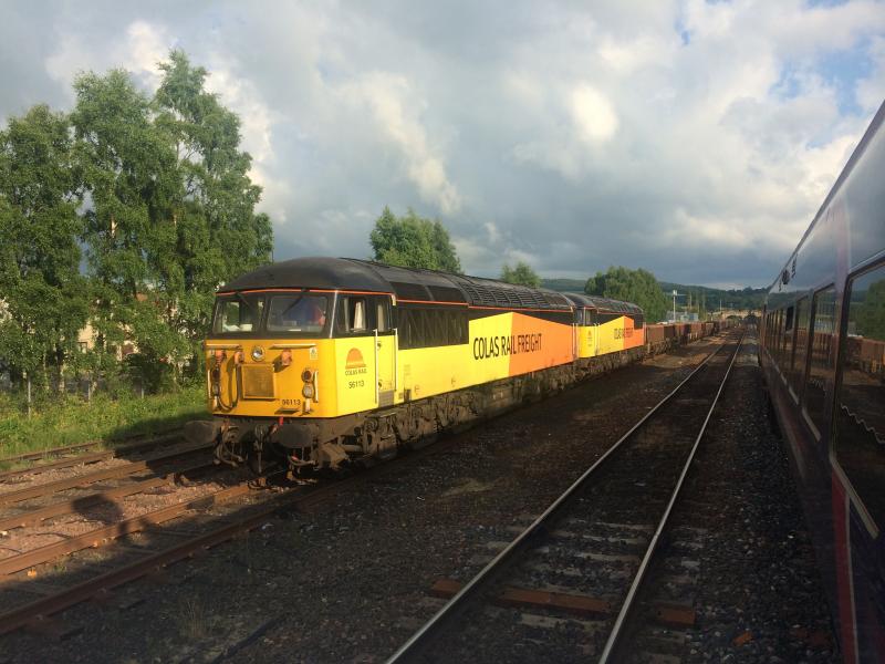56078 56113 6K10 Perth 040715: 56s at Perth on Millerhill to Milburn Jn spoil train Photo of 56078 56113 6K10 Perth 040715