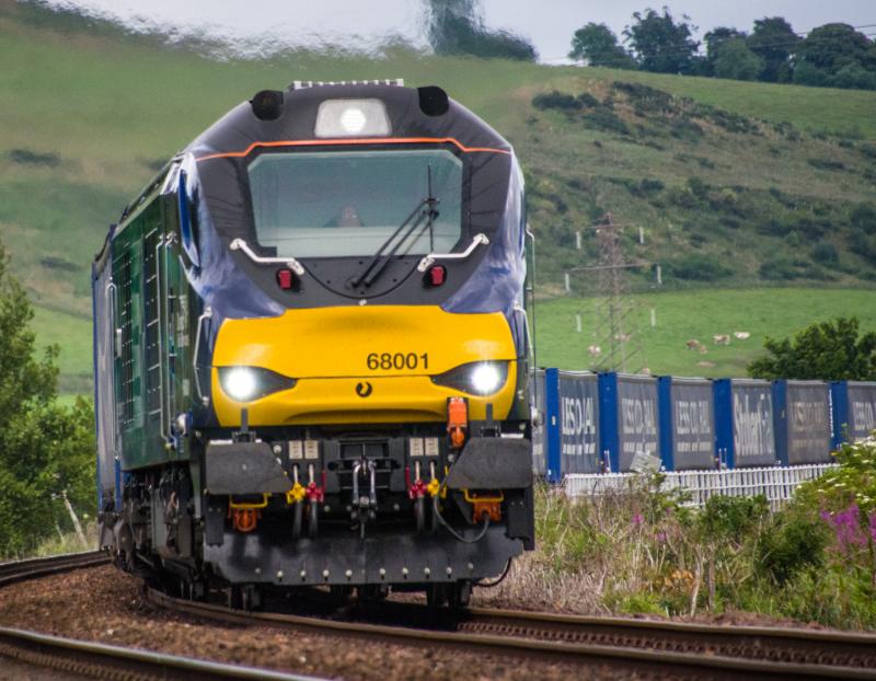 68001: Delayed 68001 with 4D47 passes Forgandenny. 15/07/15 Photo of 68001