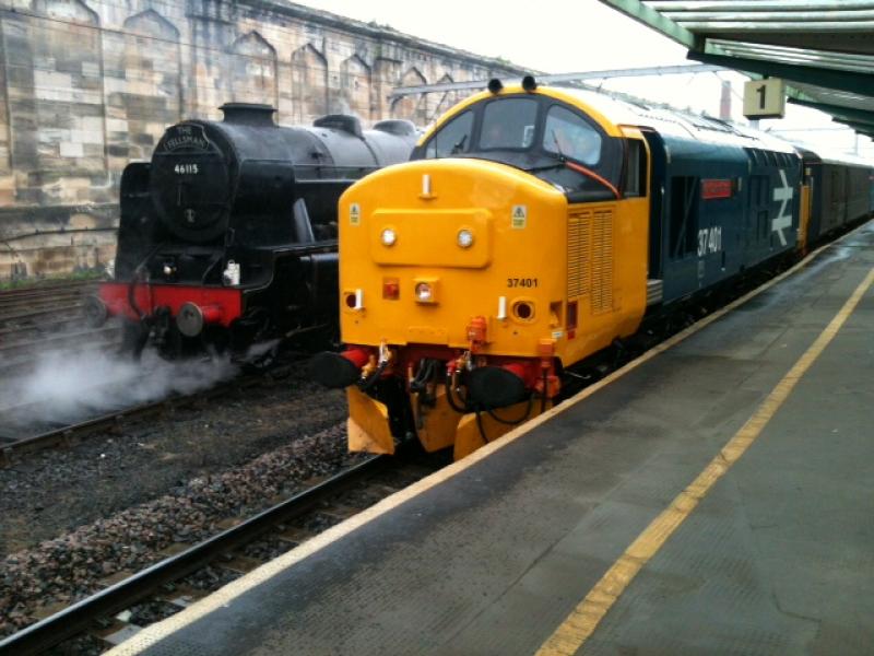 Is this really 2015?: 37401 at Carlisle station Wednesday 29th July 2015 with 2C34 Carlisle-Barrow-in-Furness. Photo of Is this really 2015?
