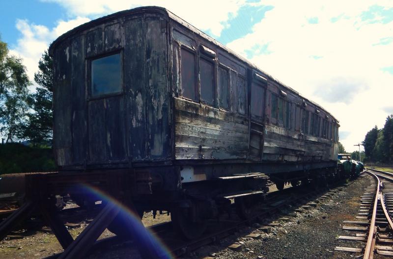 Former North British Railway Third Class Coach : Been rotting away in Boat Of Garten yard since 1973. Photo of Former North British Railway Third Class Coach