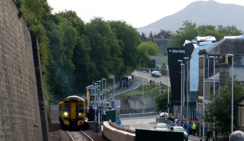 Gala Station on Golden Ticket Day : Pick up at Galashiels Station on Golden Ticket Day 5th Sept 2015 Photo of Gala Station on Golden Ticket Day