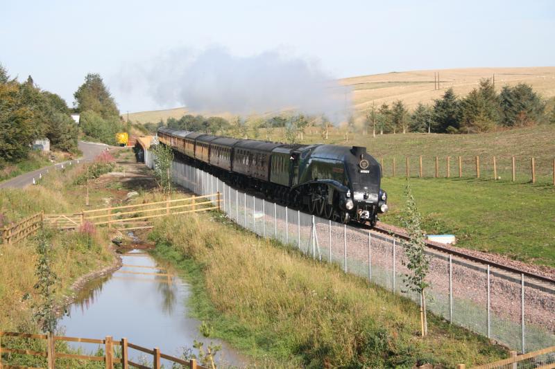A4 on the Waverley route: A4 60009 Union of South Africa at Falahill Summit on the Waverley Route on the steam special 27/09/2015 Photo of A4 on the Waverley route