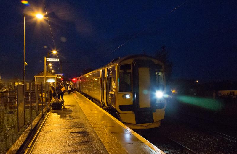 715A2446.jpg: 158867 does brisk business at Newcraighall. This is 2T50, the 1550 from Glenrothes with Thornton to Tweedbank. Photo of 715A2446.jpg