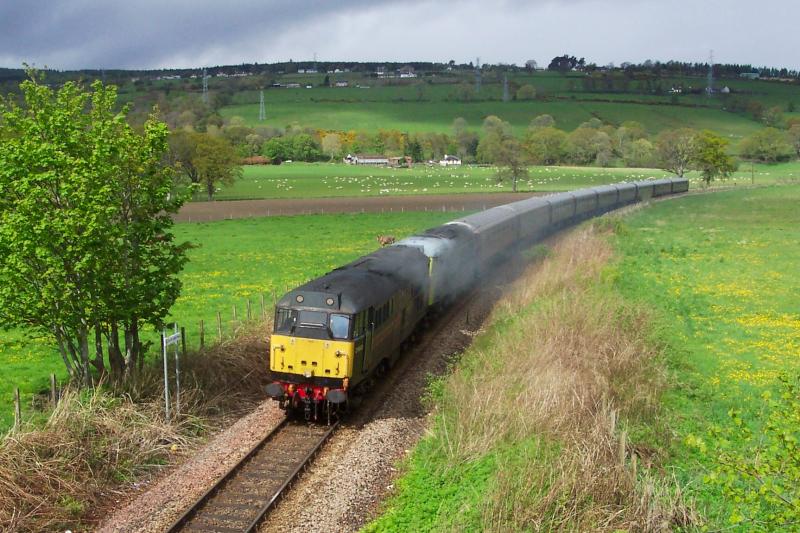 Royal Scotsman: 5th May 2005 - approaching Beauly, returning from Kyle. An interesting time, when West Coast apparently had no 37's ready to work the train. Photo of Royal Scotsman