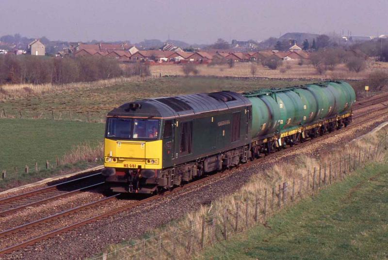 60081 near Alandale, Grangemouth-Motherwell fuel tanks.jpg: 60081 near Allandale with the Grangemouth-Motherwell TMD Fuel tanks. Photo of 60081 near Alandale, Grangemouth-Motherwell fuel tanks.jpg