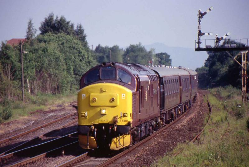37401 at Larbert on 17 June 2003. Stirling-Edinburgh Royal Scotsman.jpg: 37401 approaches Larbert with a Stirling-Edinburgh leg of a Royal Scotsman tour. Photo of 37401 at Larbert on 17 June 2003. Stirling-Edinburgh Royal Scotsman.jpg
