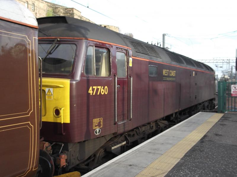 47760 on rear of Statesman: 47760 on rear of 1Z51 Cambridge to Edinburgh Statesman after arriving in Waverley on 19th Dec 2015. Photo of 47760 on rear of Statesman